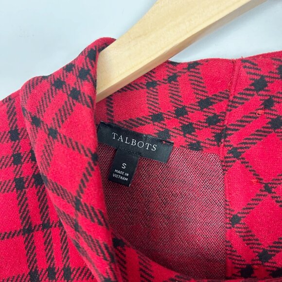 Talbots Sweater Dress Red & Black Plaid Holiday Classic Fall Size Small Women's - Picture 4 of 4